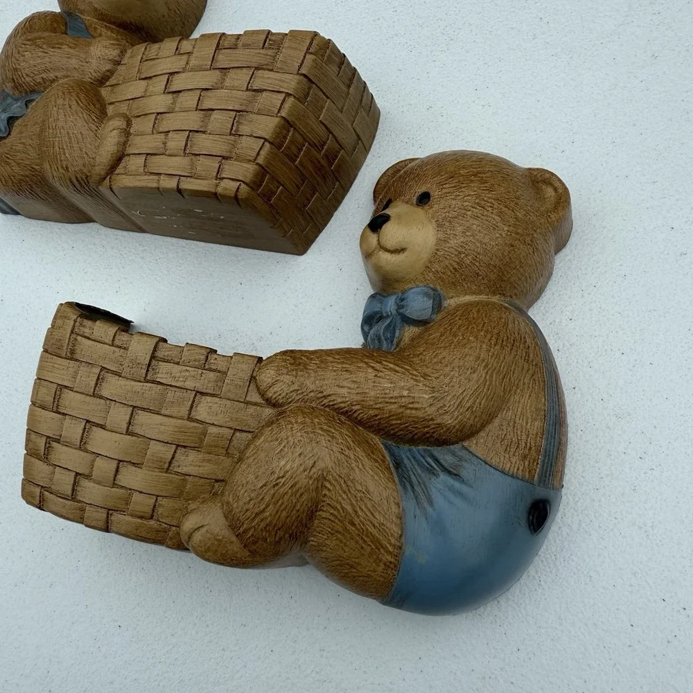 Vintage Burwood Products Nursery Decor Teddy Bear Wall Decor Planters Set Of 2‎